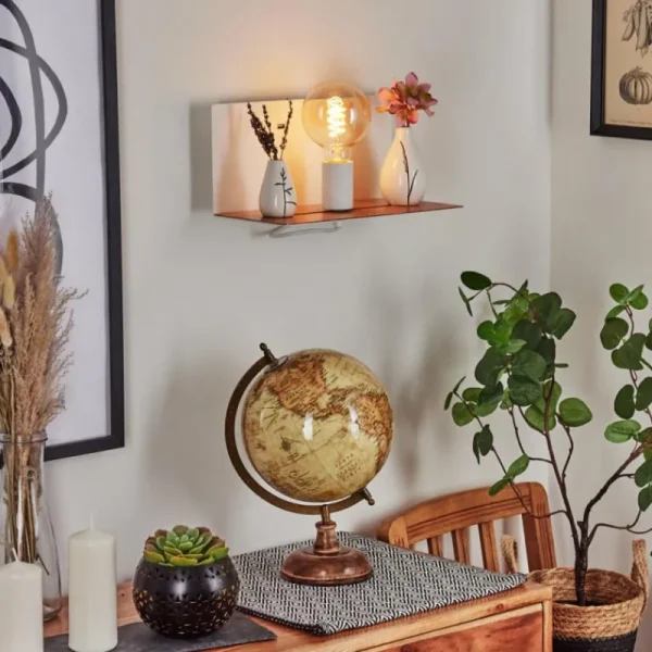 hofstein Applique murale Lafinur Brun, Couleur bois, Blanc, 1 lumière* Lampes Modernes