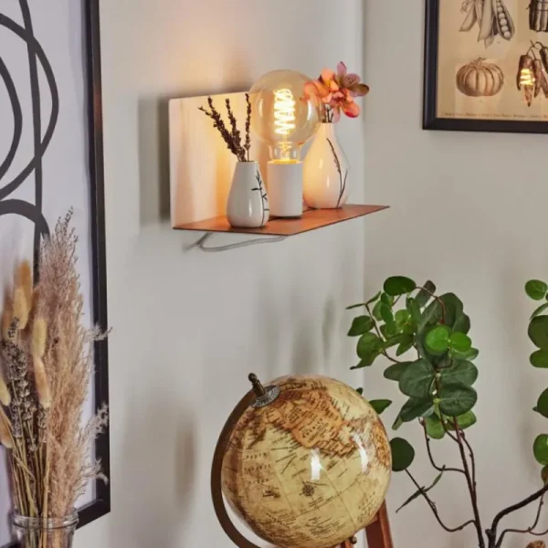 hofstein Applique murale Lafinur Brun, Couleur bois, Blanc, 1 lumière* Lampes Modernes