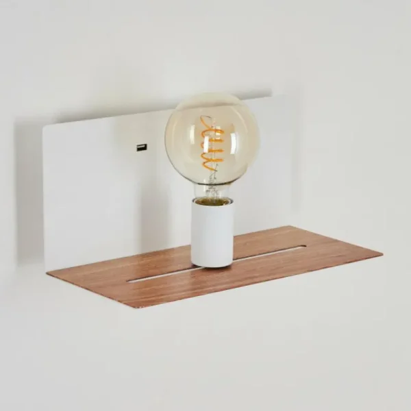 hofstein Applique murale Lafinur Brun, Couleur bois, Blanc, 1 lumière* Lampes Modernes