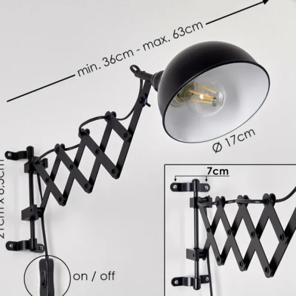 hofstein Applique murale Lasano Noir, 1 lumière* Lampes Modernes
