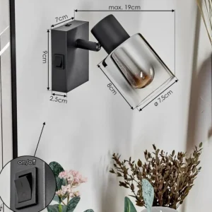 hofstein Applique murale Leteque Noir, 1 lumière* Lampes Modernes