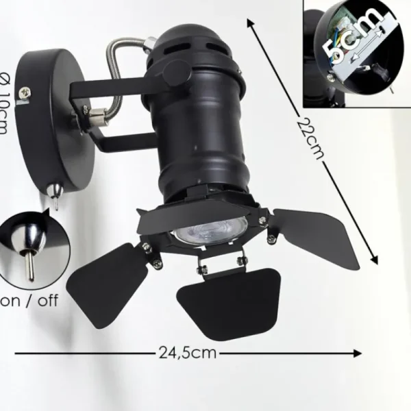 hofstein Applique murale Lichinga Noir, 1 lumière* Lampes Modernes