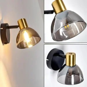 hofstein Applique murale Mariefred Noir, 1 lumière* Lampes En Verre