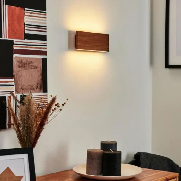 hofstein Applique murale Mosambik LED Brun, Bois foncé, Nickel mat, 1 lumière* Lampes Modernes