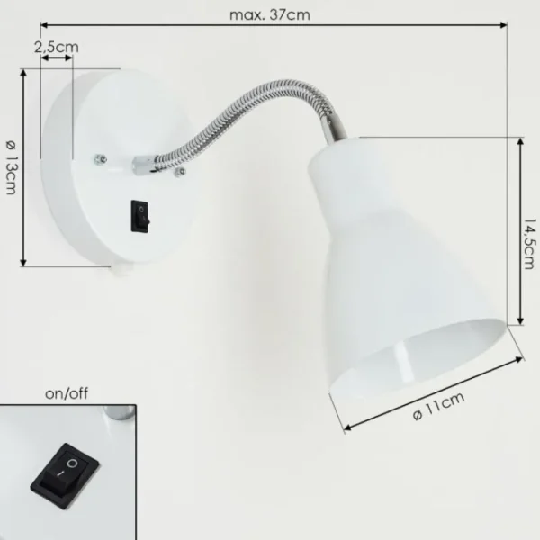 hofstein Applique murale Naouli Chrome, Noir, Blanc, 1 lumière* Lampes Modernes