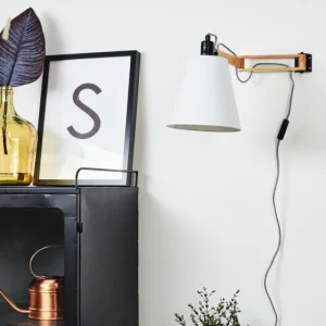 hofstein Applique murale Norfolk Bois clair, Noir, 1 lumière* Lampes Modernes