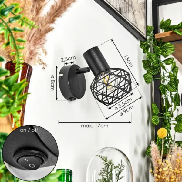 hofstein Applique murale Palmira Noir, 1 lumière* Lampes Modernes