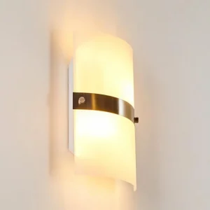 hofstein Applique murale Paul Neuhaus SQUARE Acier inoxydable, Blanc, 2 lumières* Lampes En Verre