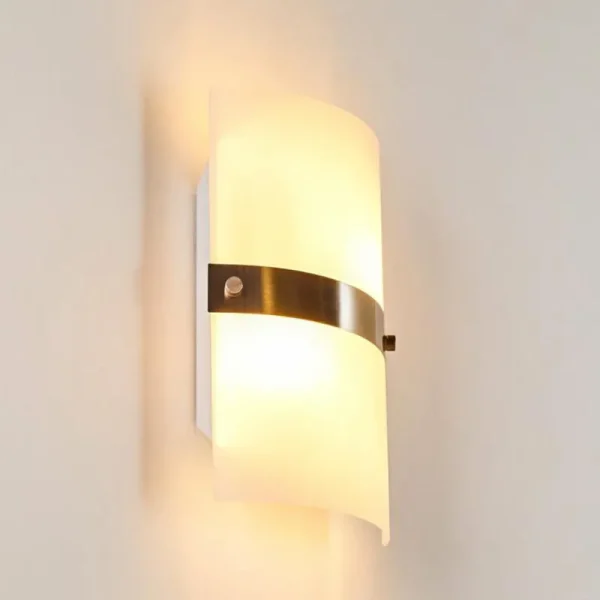 hofstein Applique murale Paul Neuhaus SQUARE Acier inoxydable, Blanc, 2 lumières* Lampes En Verre
