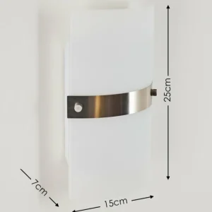 hofstein Applique murale Paul Neuhaus SQUARE Acier inoxydable, Blanc, 2 lumières* Lampes En Verre