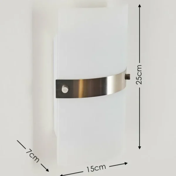 hofstein Applique murale Paul Neuhaus SQUARE Acier inoxydable, Blanc, 2 lumières* Lampes En Verre