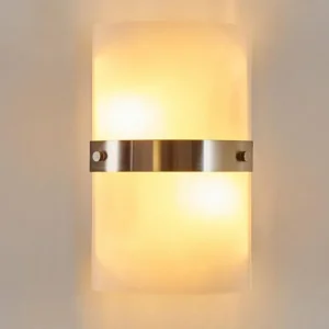 hofstein Applique murale Paul Neuhaus SQUARE Acier inoxydable, Blanc, 2 lumières* Lampes En Verre