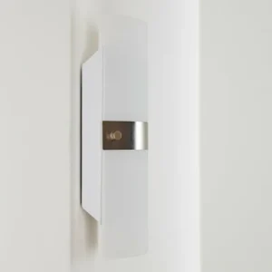 hofstein Applique murale Paul Neuhaus SQUARE Acier inoxydable, Blanc, 2 lumières* Lampes En Verre