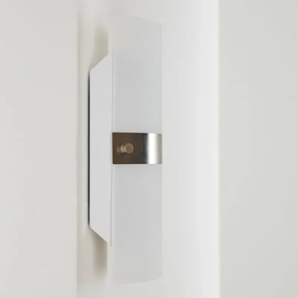hofstein Applique murale Paul Neuhaus SQUARE Acier inoxydable, Blanc, 2 lumières* Lampes En Verre