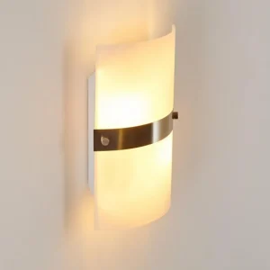 hofstein Applique murale Paul Neuhaus SQUARE Acier inoxydable, Blanc, 2 lumières* Lampes En Verre