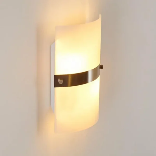 hofstein Applique murale Paul Neuhaus SQUARE Acier inoxydable, Blanc, 2 lumières* Lampes En Verre