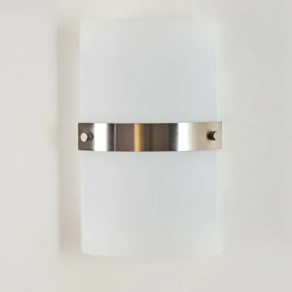 hofstein Applique murale Paul Neuhaus SQUARE Acier inoxydable, Blanc, 2 lumières* Lampes En Verre