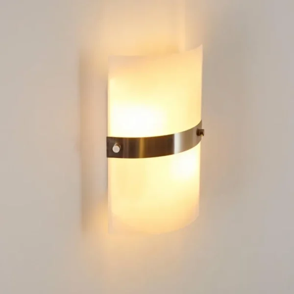 hofstein Applique murale Paul Neuhaus SQUARE Acier inoxydable, Blanc, 2 lumières* Lampes En Verre