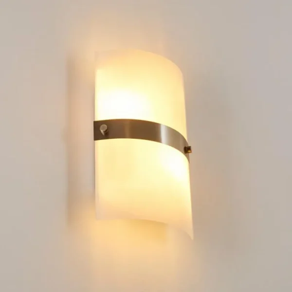 hofstein Applique murale Paul Neuhaus SQUARE Acier inoxydable, Blanc, 2 lumières* Lampes En Verre