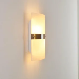 hofstein Applique murale Paul Neuhaus SQUARE Acier inoxydable, Blanc, 2 lumières* Lampes En Verre