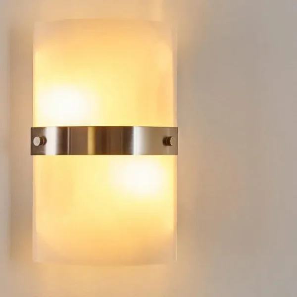 hofstein Applique murale Paul Neuhaus SQUARE Acier inoxydable, Blanc, 2 lumières* Lampes En Verre