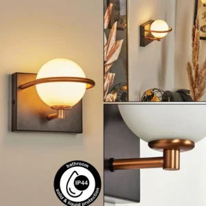 hofstein Applique murale Ramadita Cuivre, Noir, 1 lumière* Lampes En Verre
