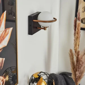 hofstein Applique murale Ramadita Cuivre, Noir, 1 lumière* Lampes En Verre