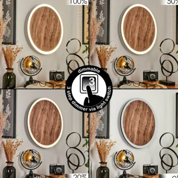hofstein Applique murale Rocha LED Brun, Couleur bois, Noir, 1 lumière* Lampes Modernes