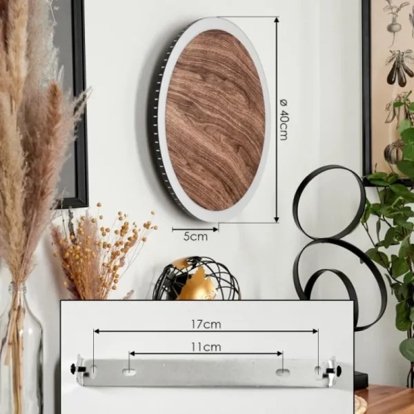 hofstein Applique murale Rocha LED Brun, Couleur bois, Noir, 1 lumière* Lampes Modernes