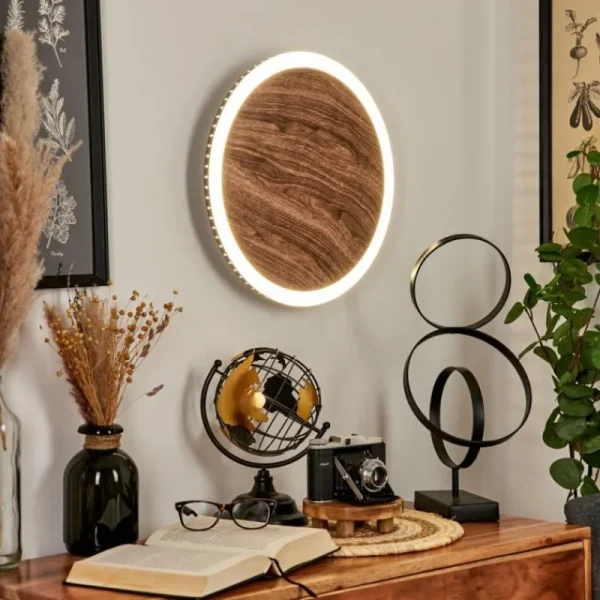 hofstein Applique murale Rocha LED Brun, Couleur bois, Noir, 1 lumière* Lampes Modernes