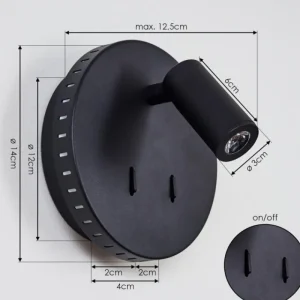 hofstein Applique murale Rukutu LED Noir, 2 lumières* Lampes Modernes
