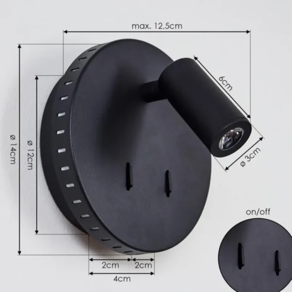 hofstein Applique murale Rukutu LED Noir, 2 lumières* Lampes Modernes