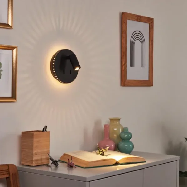 hofstein Applique murale Rukutu LED Noir, 2 lumières* Lampes Modernes