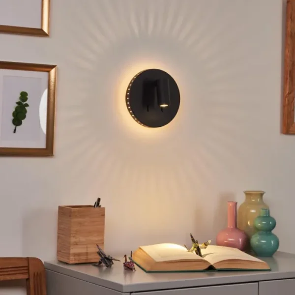 hofstein Applique murale Rukutu LED Noir, 2 lumières* Lampes Modernes