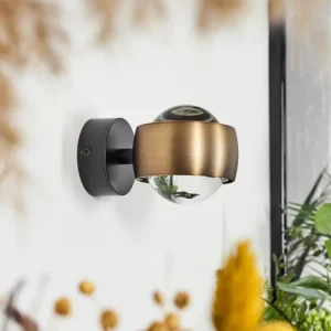hofstein Applique murale Sapri Vieux laiton, Noir, 1 lumière* Lampes En Verre