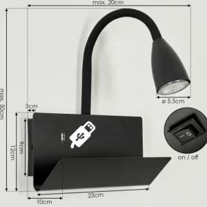 hofstein Applique murale Sarnen Noir, 1 lumière* Lampes Modernes
