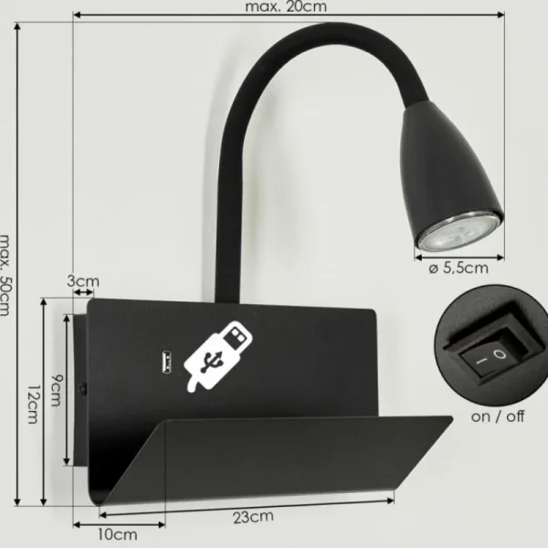 hofstein Applique murale Sarnen Noir, 1 lumière* Lampes Modernes