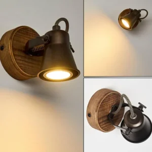 hofstein Applique murale Skodsbol Bois foncé, Noir, 1 lumière* Lampes Modernes