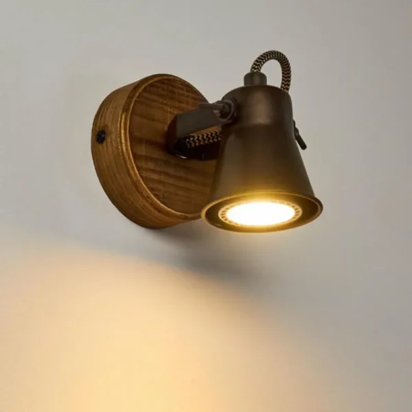 hofstein Applique murale Skodsbol Bois foncé, Noir, 1 lumière* Lampes Modernes