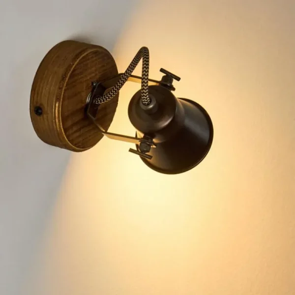hofstein Applique murale Skodsbol Bois foncé, Noir, 1 lumière* Lampes Modernes