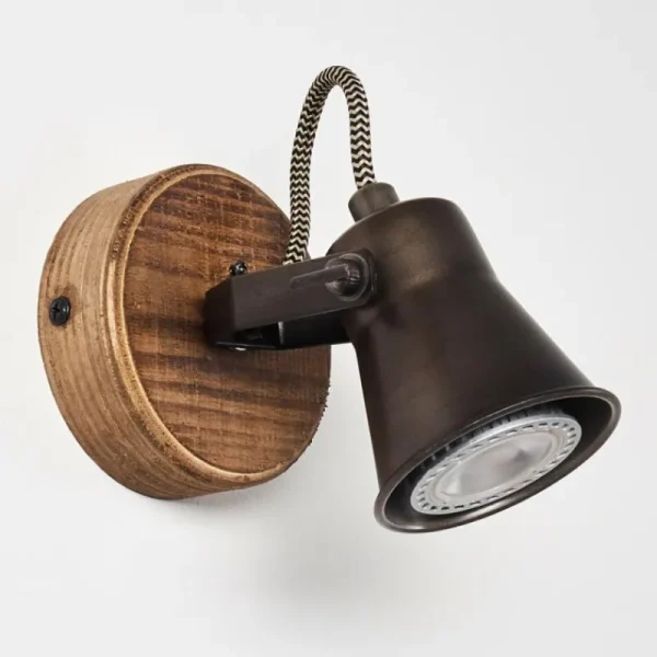 hofstein Applique murale Skodsbol Bois foncé, Noir, 1 lumière* Lampes Modernes