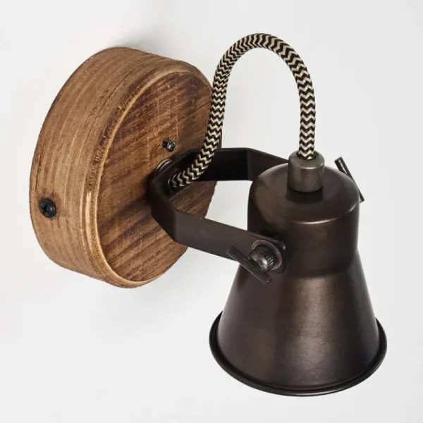 hofstein Applique murale Skodsbol Bois foncé, Noir, 1 lumière* Lampes Modernes