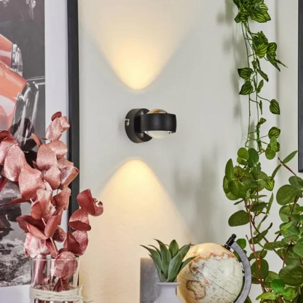 hofstein Applique murale Stong LED Noir, 1 lumière* Lampes En Verre