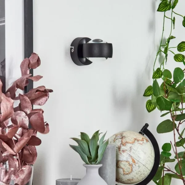 hofstein Applique murale Stong LED Noir, 1 lumière* Lampes En Verre