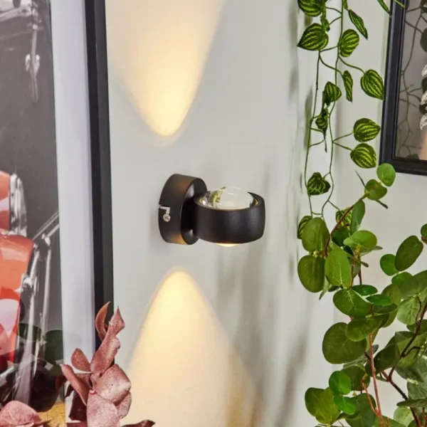 hofstein Applique murale Stong LED Noir, 1 lumière* Lampes En Verre