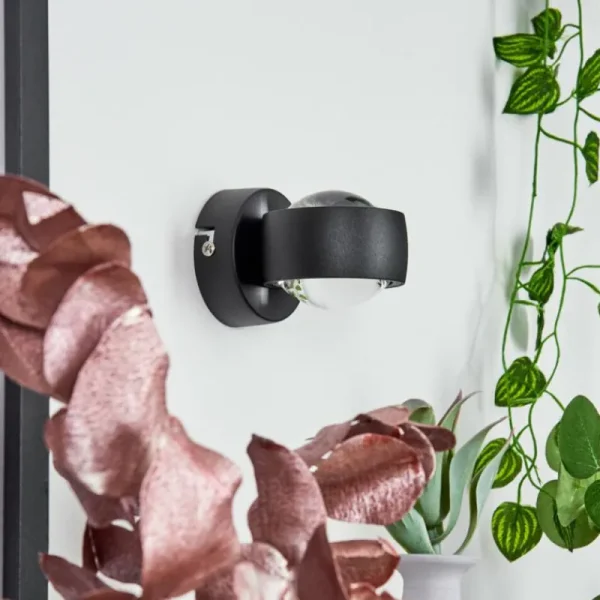 hofstein Applique murale Stong LED Noir, 1 lumière* Lampes En Verre