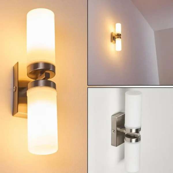 hofstein Applique murale Sundborn Acier brossé, 2 lumières* Lampes En Verre