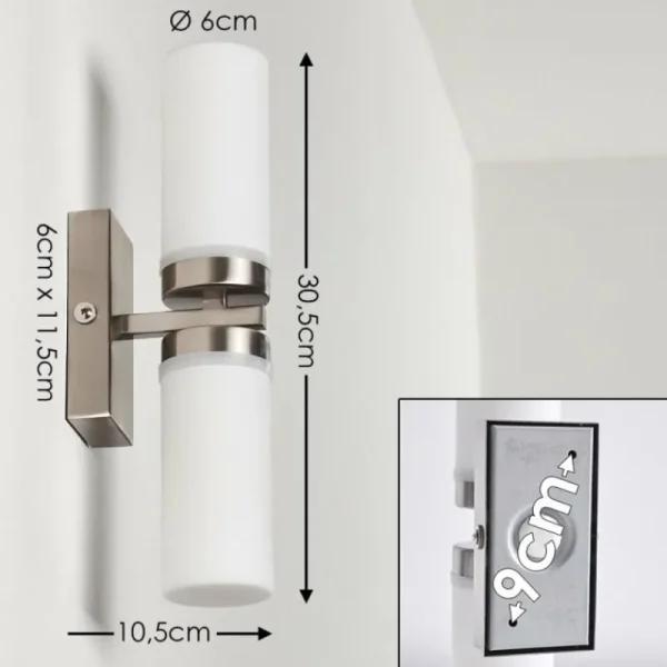 hofstein Applique murale Sundborn Acier brossé, 2 lumières* Lampes En Verre