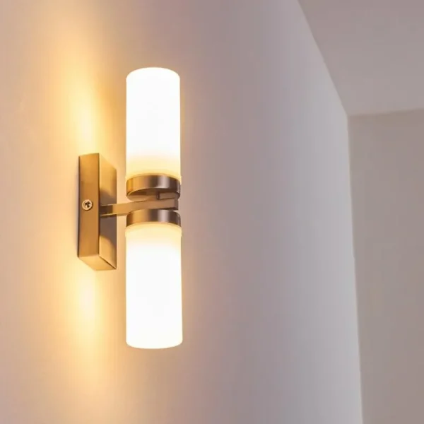 hofstein Applique murale Sundborn Acier brossé, 2 lumières* Lampes En Verre