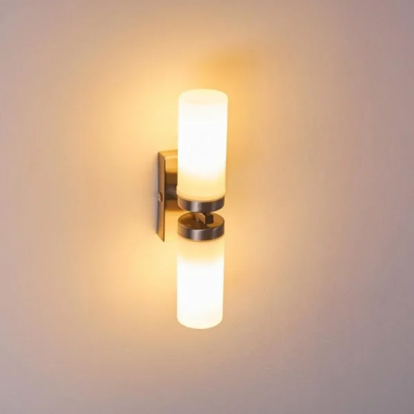 hofstein Applique murale Sundborn Acier brossé, 2 lumières* Lampes En Verre